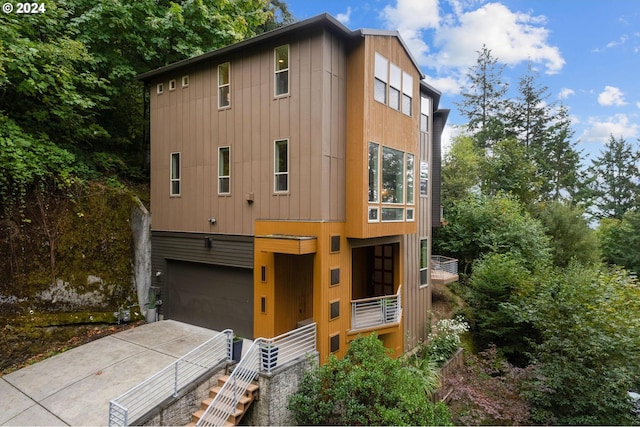 contemporary home featuring a garage