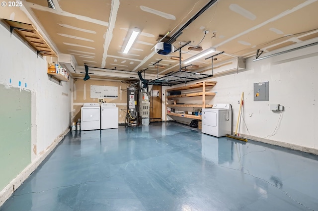 121 SE 34th Cir, Troutdale, OR 97060 - garage with washing machine and dryer, electric panel, a garage door opener, and water heater
