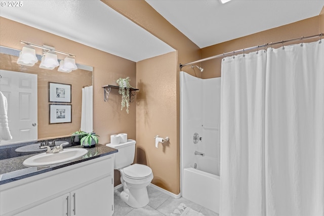 6902 SW Taylors Ferry Rd, Portland, OR 97223 - bathroom featuring vanity, tile patterned floors, and shower / tub combo with curtain