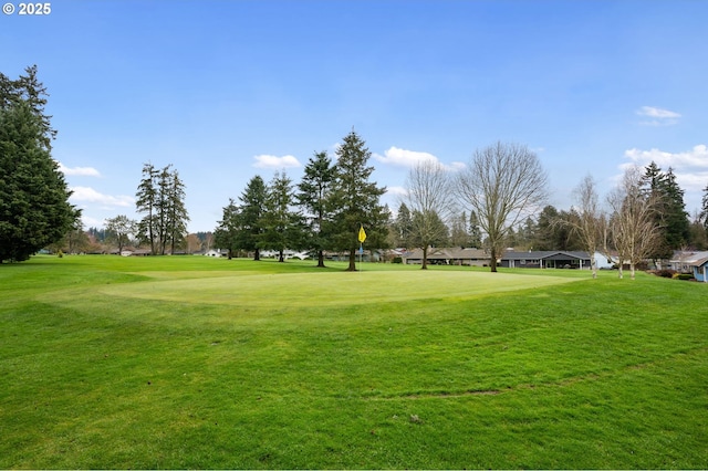 view of property's community featuring a lawn