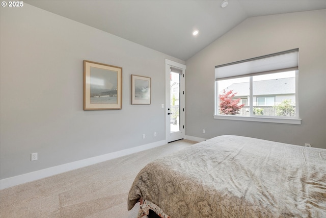 1332 SE 14th Ave, Canby, OR 97013 - bedroom featuring lofted ceiling, light carpet, recessed lighting, and baseboards