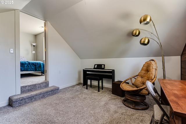 4675 Symphony Dr, Eugene, OR 97404 - living area featuring carpet and vaulted ceiling