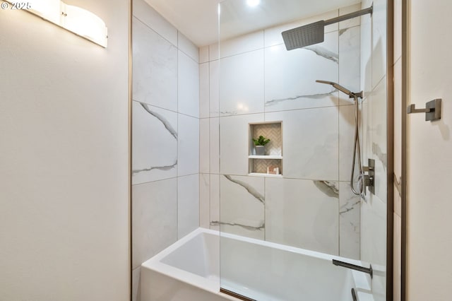 full bath with a bathing tub and walk in shower