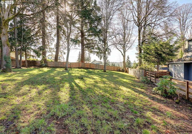 view of yard featuring a fenced backyard