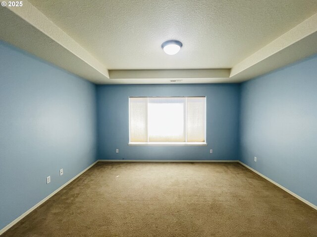 6230 SW Zabaco Ter, Beaverton, OR 97078 - carpeted empty room with a raised ceiling, baseboards, and a textured ceiling