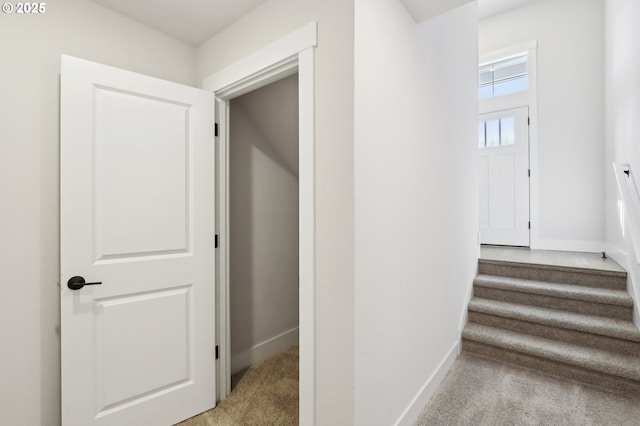 18315 SW Silvertip St, Beaverton, OR 97007 - hallway with light colored carpet, baseboards, and stairs
