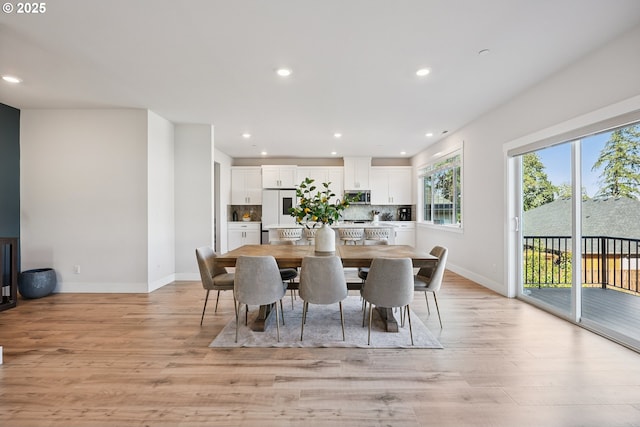 12545 SW Palermo St, Wilsonville, OR 97070 - dining space with baseboards, light wood-type flooring, and recessed lighting