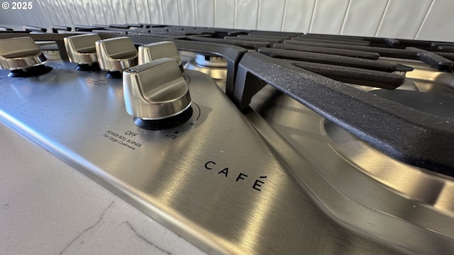 interior details with stainless steel gas cooktop