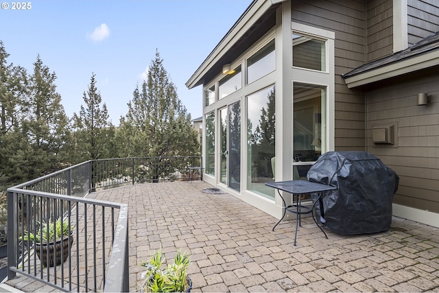 view of patio / terrace with a grill