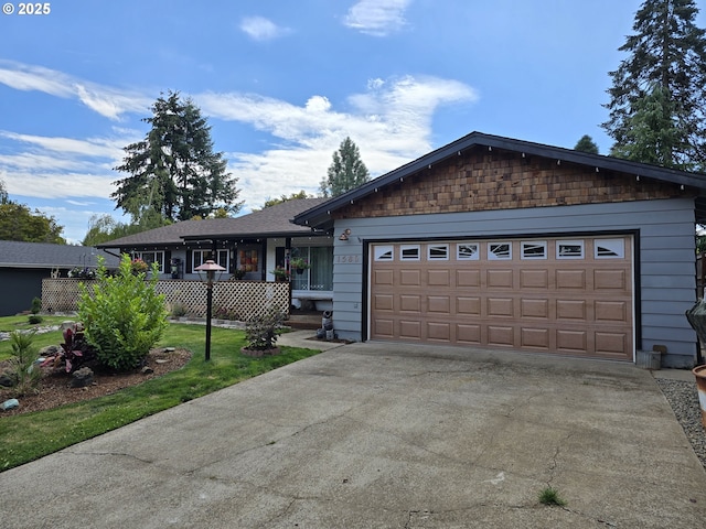 ranch-style home with a garage