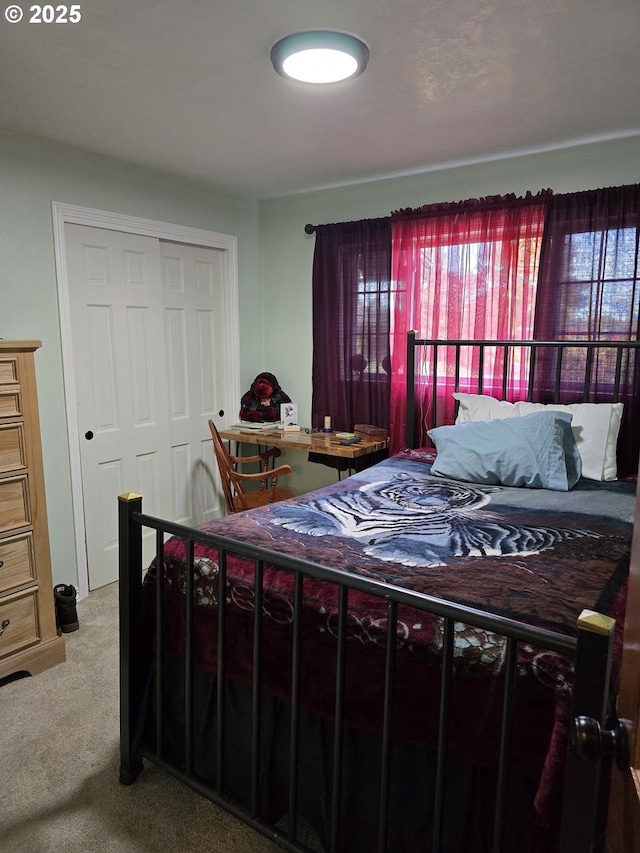 carpeted bedroom featuring a closet