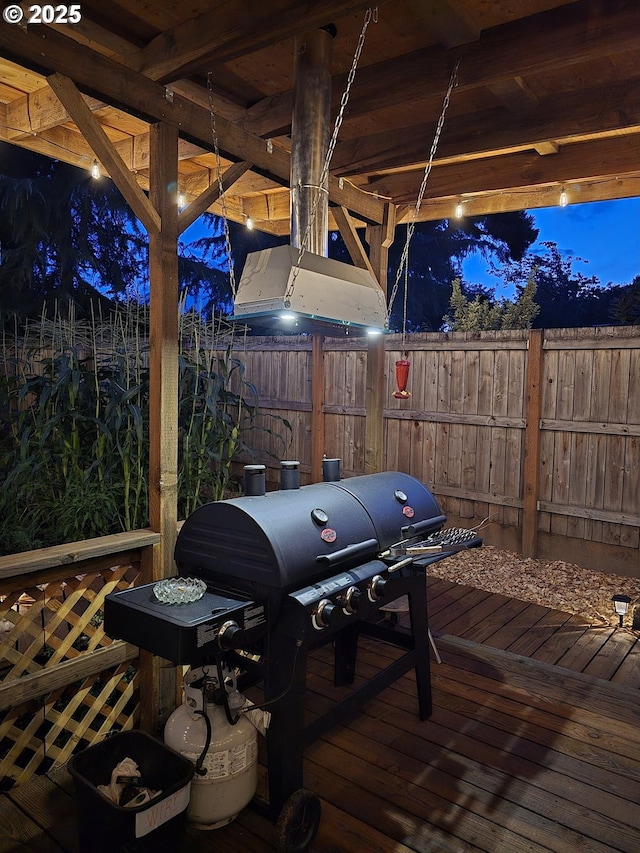 deck featuring area for grilling