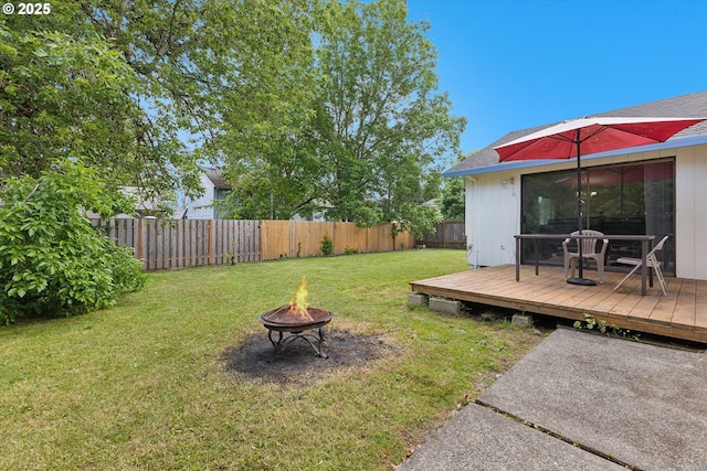 18366 SW Jann Dr, Beaverton, OR 97003 - view of yard with a fire pit and a deck