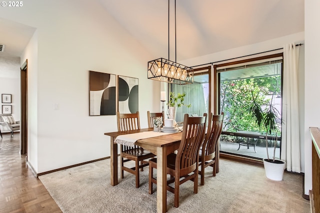9080 NW Sherry Ct, Portland, OR 97229 - dining area with a chandelier and high vaulted ceiling