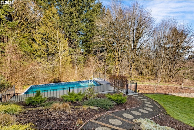 view of pool with a fenced in pool