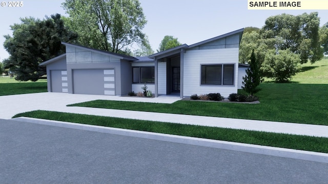 view of front of home with a garage and a front yard