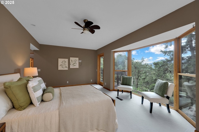 3758 Pine Canyon Dr, Eugene, OR 97405 - bedroom featuring baseboards, light colored carpet, and ceiling fan