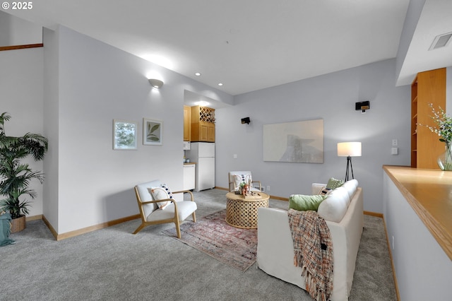 3758 Pine Canyon Dr, Eugene, OR 97405 - living room featuring light colored carpet, recessed lighting, and baseboards