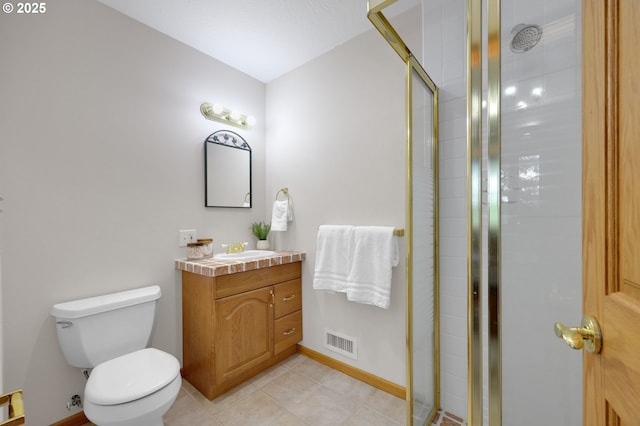 3758 Pine Canyon Dr, Eugene, OR 97405 - full bath featuring vanity, a shower stall, toilet, and tile patterned flooring