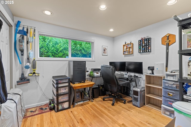 1910 Lincoln St, North Bend, OR 97459 - office area with wood finished floors and recessed lighting
