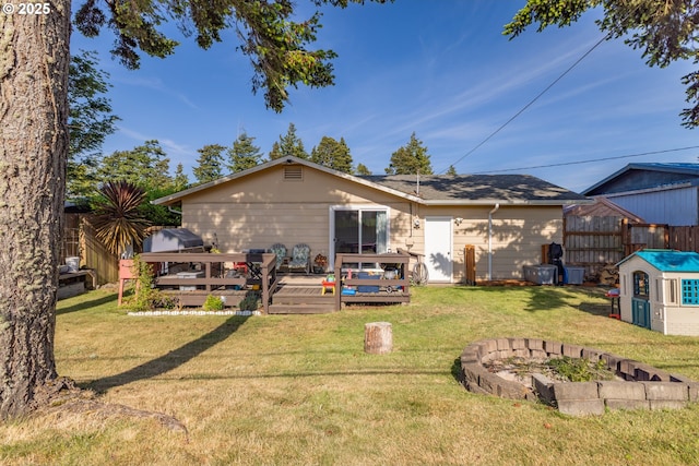 1910 Lincoln St, North Bend, OR 97459 - rear view of property featuring a wooden deck