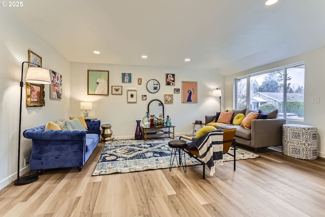 living room featuring light hardwood / wood-style flooring