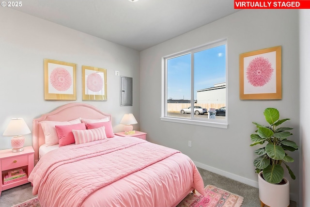 1203 NE Emerald Dr, Hermiston, OR 97838 - carpeted bedroom with baseboards and electric panel