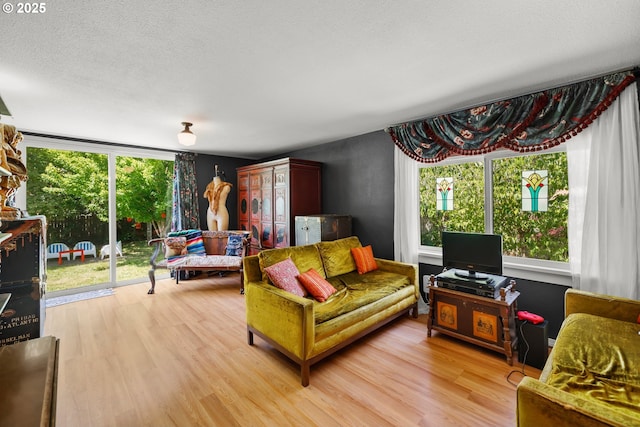 4315 SE Rhodesa St, Milwaukie, OR 97222 - living room featuring wood finished floors and a textured ceiling