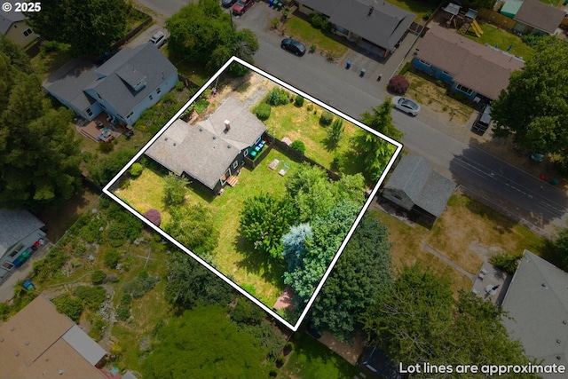 4315 SE Rhodesa St, Milwaukie, OR 97222 - aerial view of residential area with property parcel outlined