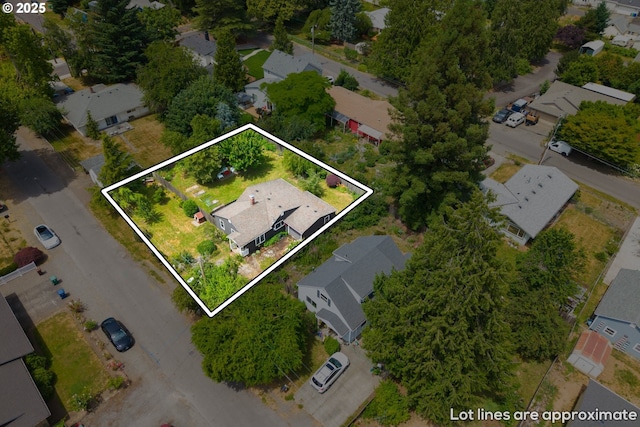 4315 SE Rhodesa St, Milwaukie, OR 97222 - aerial view of residential area featuring property boundaries highlighted