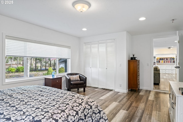 9202 Phey Ln, Florence, OR 97439 - bedroom with a closet, recessed lighting, and wood finished floors