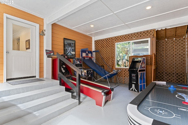 9202 Phey Ln, Florence, OR 97439 - playroom featuring recessed lighting and finished concrete flooring