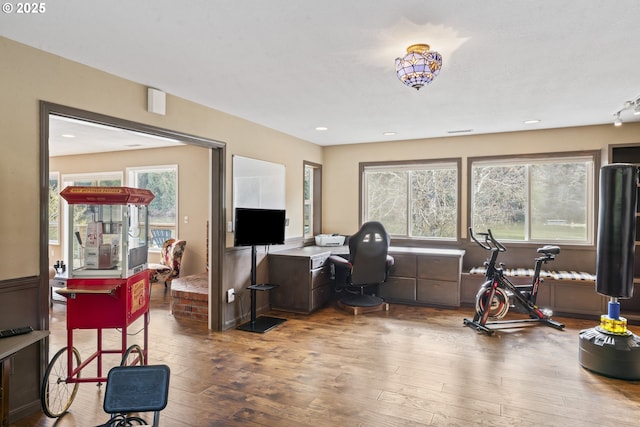 9202 Phey Ln, Florence, OR 97439 - home office with recessed lighting and hardwood / wood-style floors