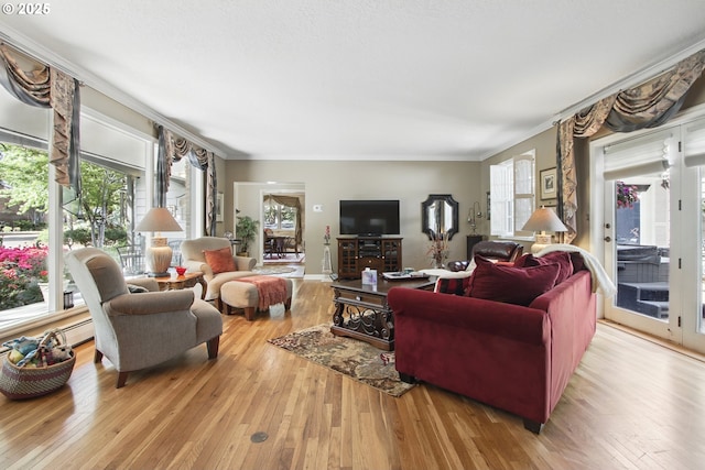 13720 SW Butner Rd, Beaverton, OR 97005 - living area featuring crown molding and wood-type flooring