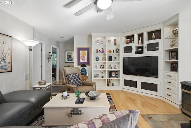 13720 SW Butner Rd, Beaverton, OR 97005 - living room with a ceiling fan and light wood-style flooring