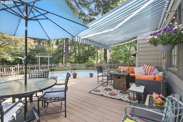 13720 SW Butner Rd, Beaverton, OR 97005 - wooden terrace with outdoor dining area and outdoor lounge area