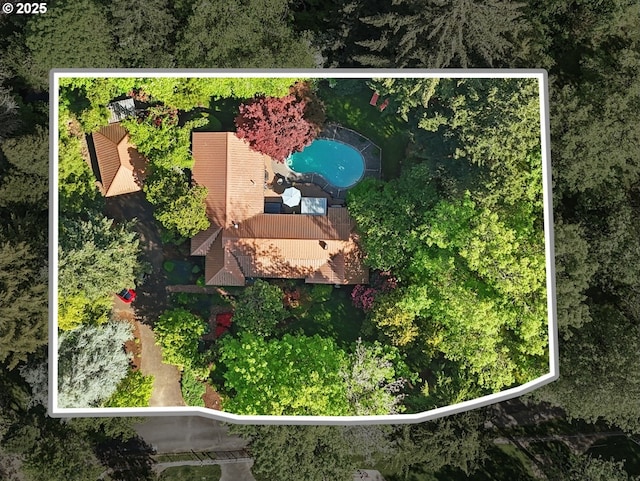 13720 SW Butner Rd, Beaverton, OR 97005 - aerial view of property and surrounding area with property parcel outlined and a pool area