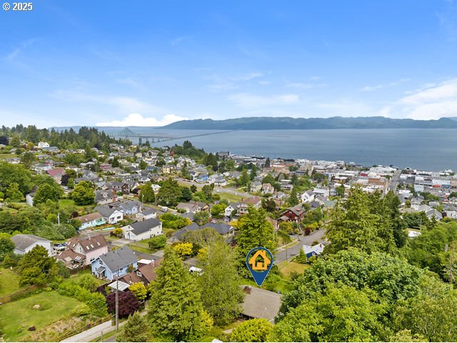 1228 11th St, Astoria, OR 97103 - aerial view of residential area featuring a water and mountain view