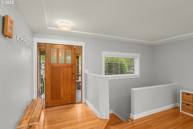 entrance foyer with wood finished floors and baseboards