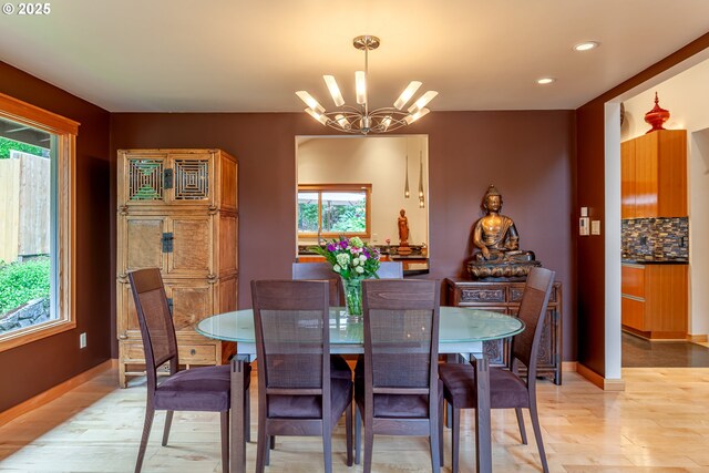 11 Da Vinci St, Lake Oswego, OR 97035 - dining room featuring a chandelier, light wood-type flooring, recessed lighting, and baseboards