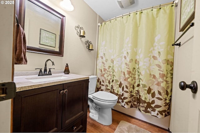290 12th Ave, Hammond, OR 97121 - bathroom featuring wood finished floors, toilet, and vanity
