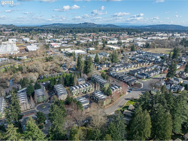 drone / aerial view with a mountain view