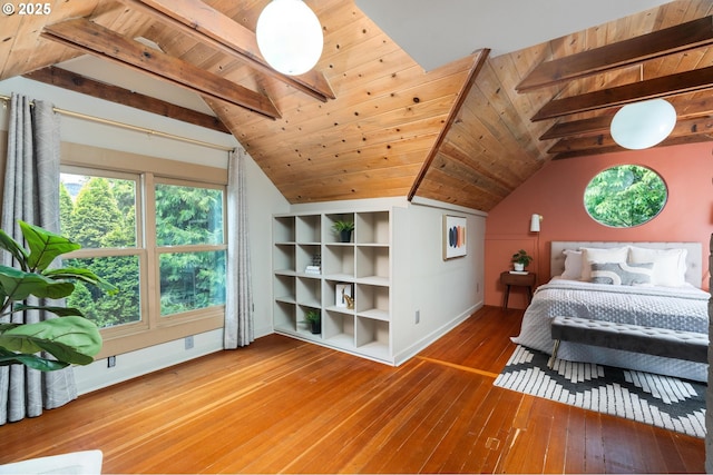 2664 NW Thurman St, Portland, OR 97210 - bedroom featuring wood-type flooring, wood ceiling, and baseboards