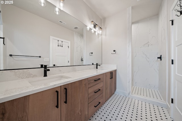 2417 NE 2nd Ct, Battle Ground, WA 98604 - bathroom featuring double vanity and a marble finish shower