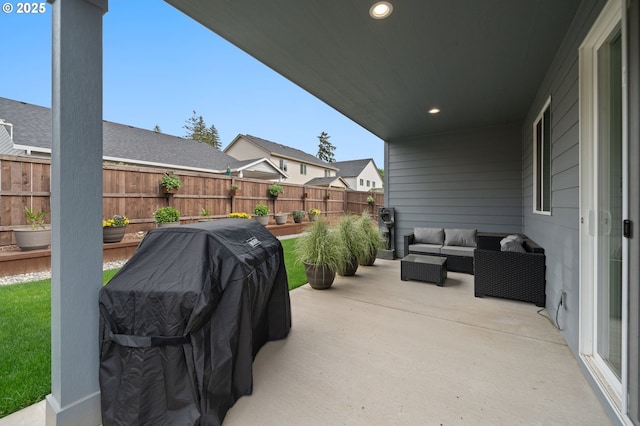 2417 NE 2nd Ct, Battle Ground, WA 98604 - fenced backyard with an outdoor hangout area, a patio, and a grill