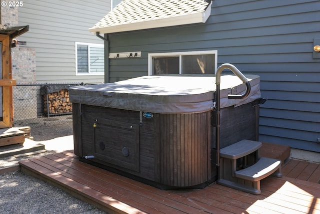 13555 SW Hiteon Ct, Beaverton, OR 97008 - deck featuring a hot tub