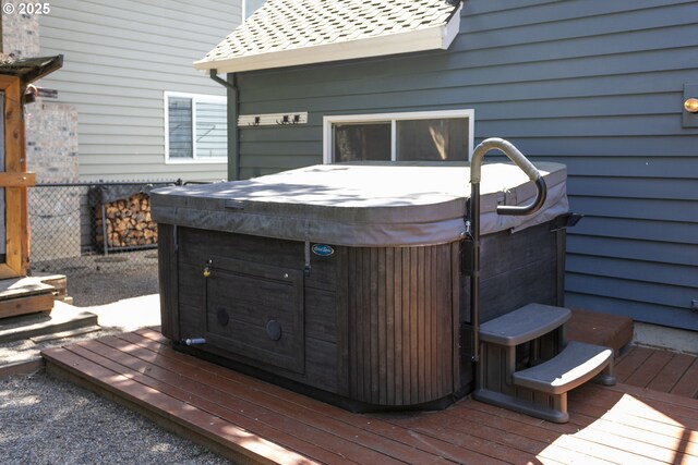 13555 SW Hiteon Ct, Beaverton, OR 97008 - wooden terrace with a hot tub
