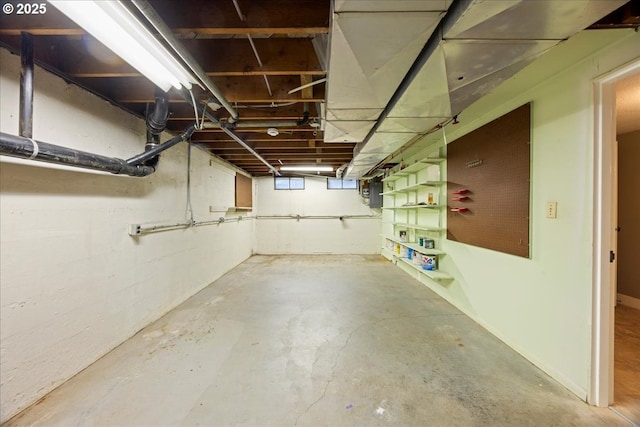 view of unfinished basement