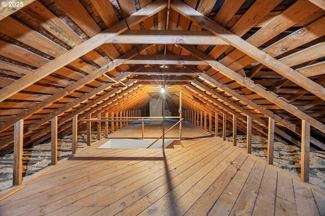 view of unfinished attic