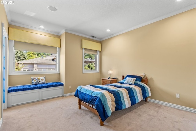 9337 SE Pennington Ct, Happy Valley, OR 97086 - bedroom with carpet flooring, crown molding, recessed lighting, and baseboards
